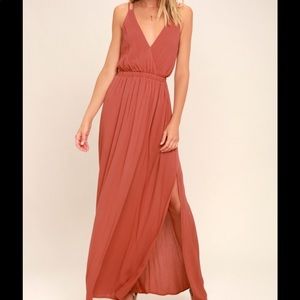 Lulus Lost in Paradise Rusty Rose Maxi Dress